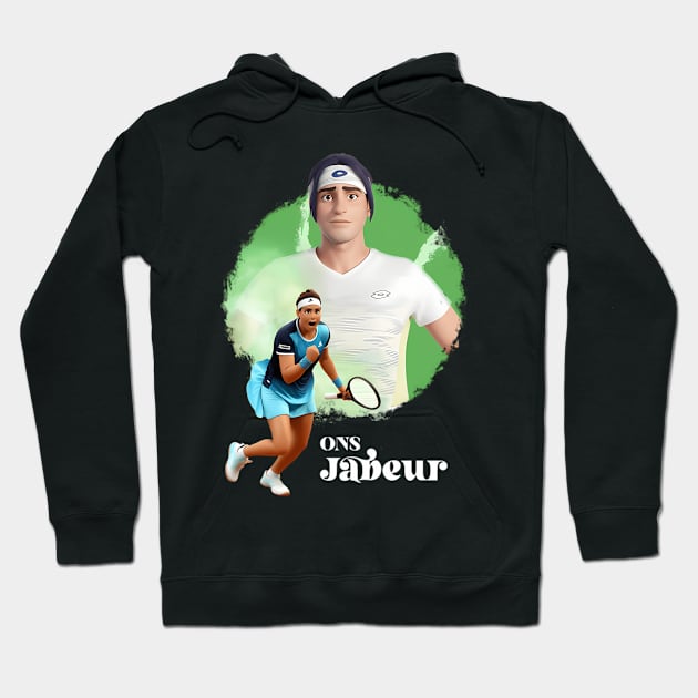 Ons Jabeur Cartoon Anime Hoodie by jandesky